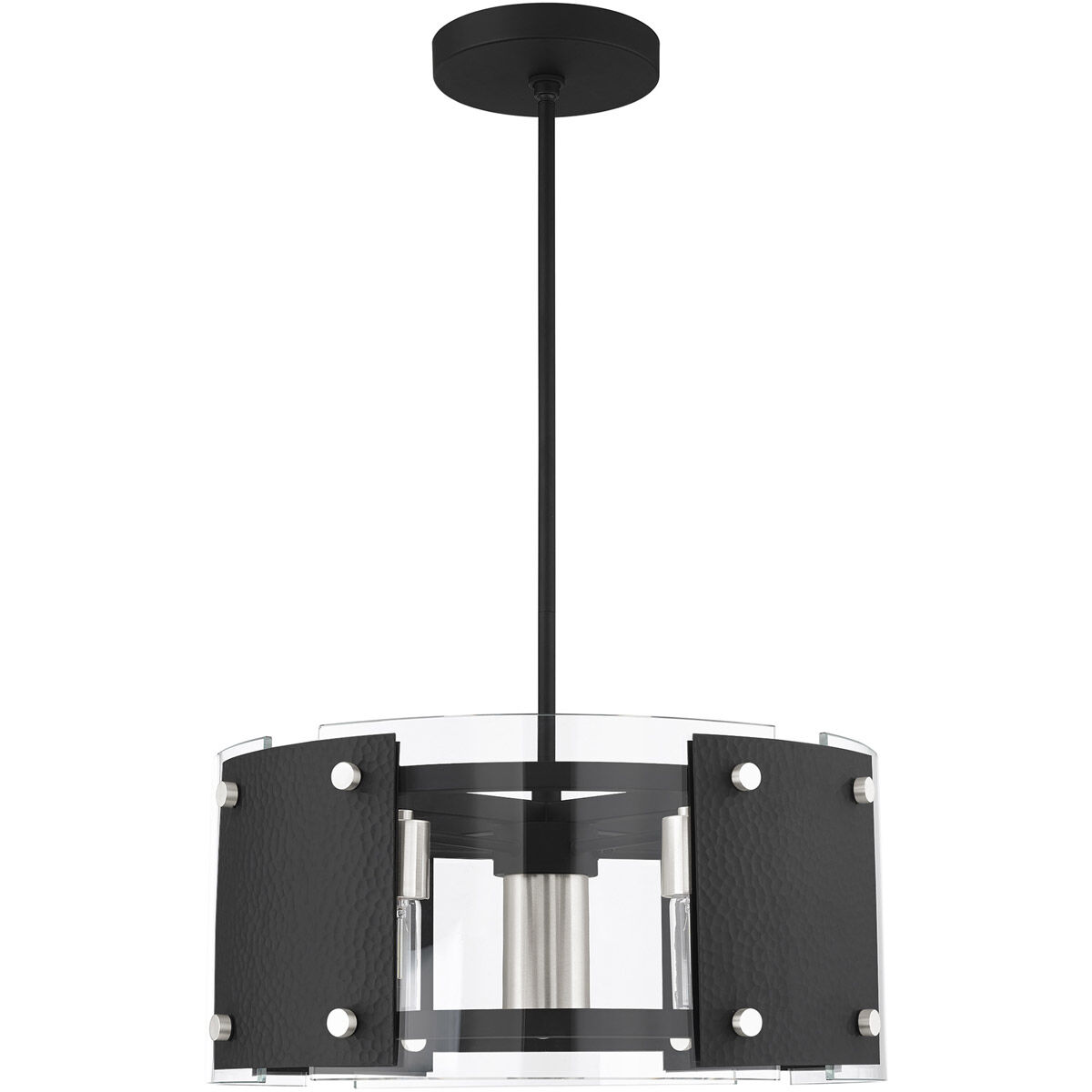 Barcelona 7 Light 8 inch Black with Brushed Nickel Accents Pendant Chandelier Ceiling Light