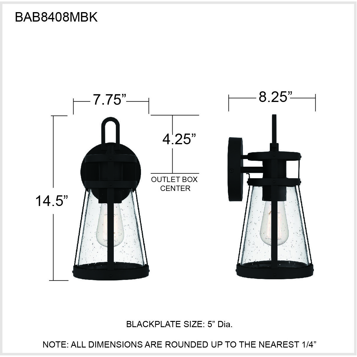 Barber 1 Light 15 inch Matte Black Outdoor Wall Lantern