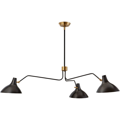 AERIN Charlton 3 Light 55.25 inch Black Triple Arm Chandelier Ceiling Light, Large