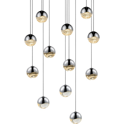 Grapes LED 16 inch Polished Chrome Cluster Pendant Ceiling Light in Clear Glass Lens