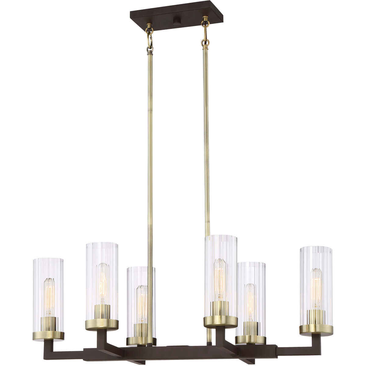Ainsley Court 6 Light 30 inch Aged Kinston Bronze/Brushed Island Light Ceiling Light