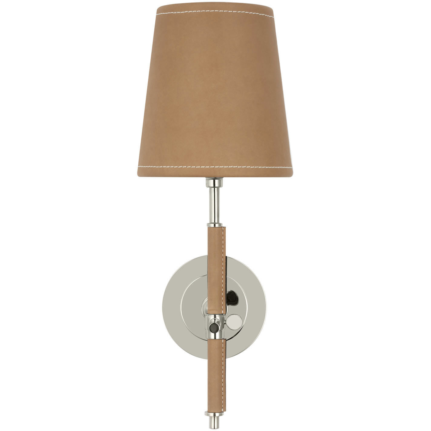 Thomas O'Brien Bryant LED 5.5 inch Polished Nickel and Natural Leather Wrapped Sconce Wall Light