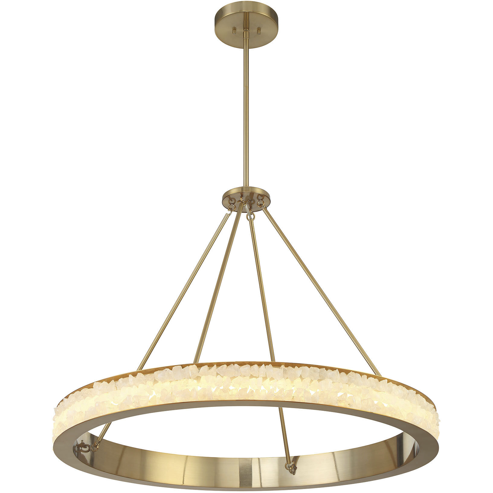 Divinely LED 36.75 inch Celeste Brass Chandelier Ceiling Light