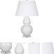 Double Gourd 30 inch 150 watt Lily Glazed Ceramic with Lucite Base Table Lamp Portable Light in Pearl Dupioni