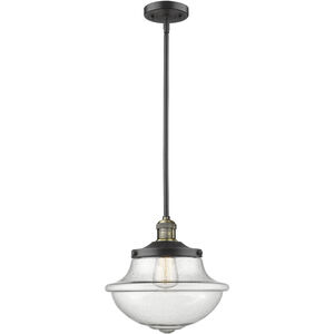 Franklin Restoration Oxford LED 12 inch Black Antique Brass Mini Pendant Ceiling Light in Seedy, Franklin Restoration