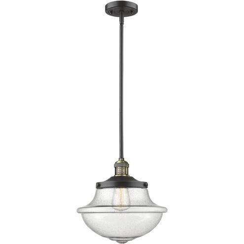 Franklin Restoration Oxford LED 12 inch Black Antique Brass Mini Pendant Ceiling Light in Seedy, Franklin Restoration