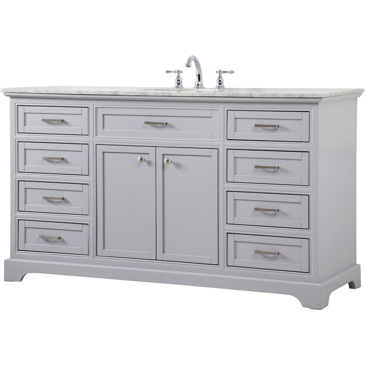 Americana 60 X 21.5 X 35 inch Grey Vanity Sink Set in Gray