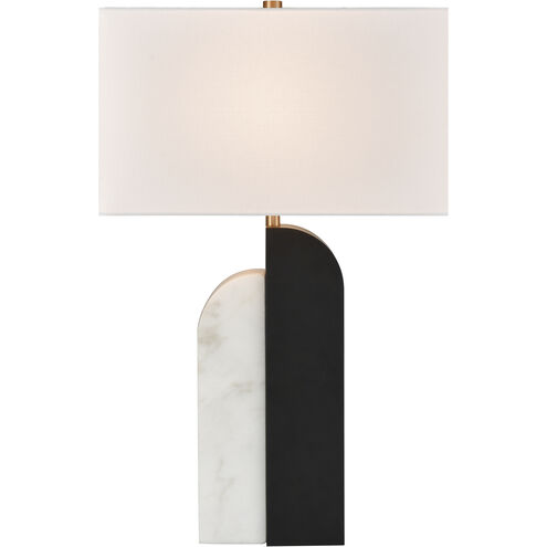 Ohara 28 inch 150 watt Matte Black with White Table Lamp Portable Light
