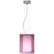 Pahu LED Satin Nickel Pendant Ceiling Light in Transparent Amethyst/Opal Glass