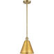 Ballston Cone 1 Light 8 inch Satin Gold Pendant Ceiling Light