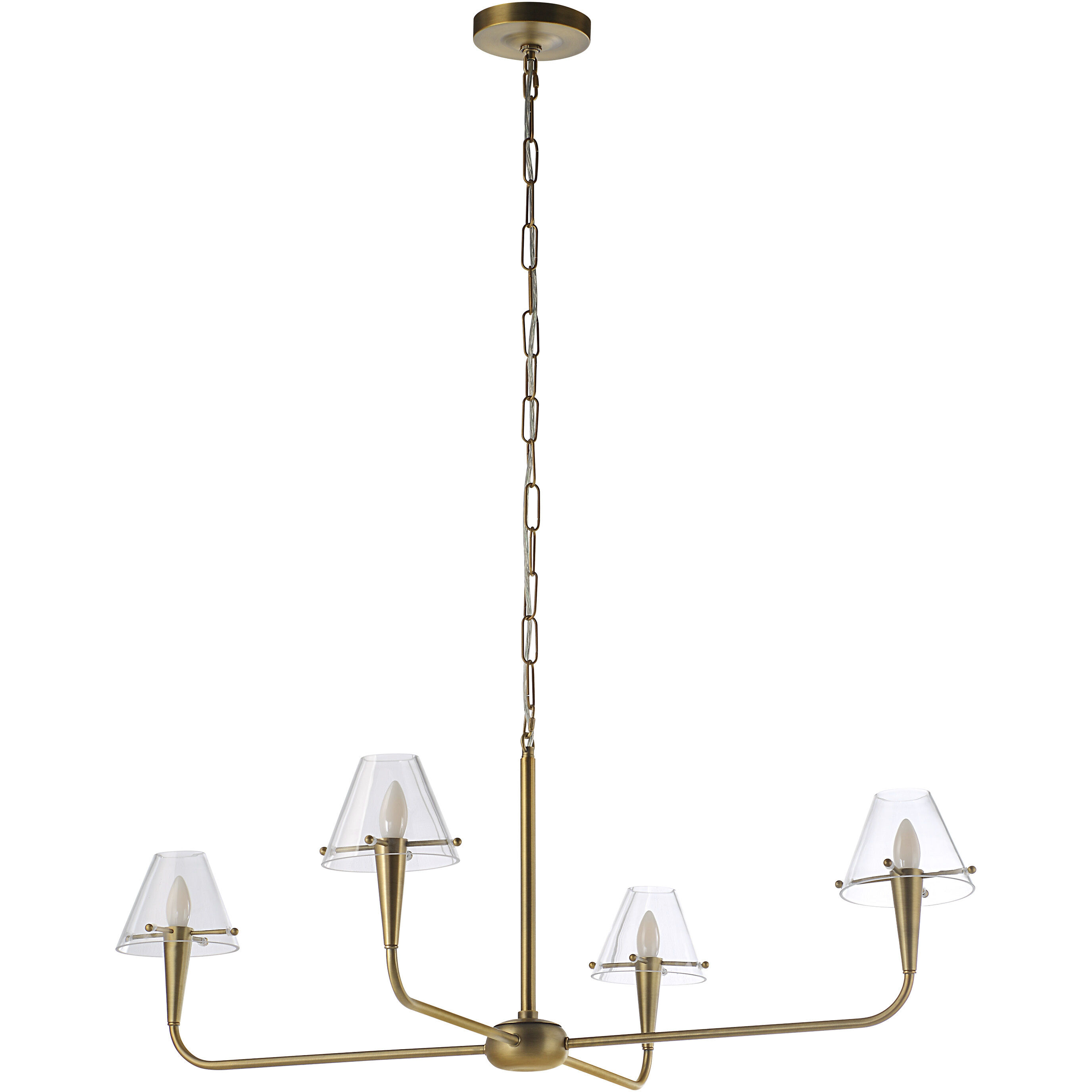 Maite 4 Light 42 inch Plated Dark Antique Brushed Brass Chandelier Ceiling Light