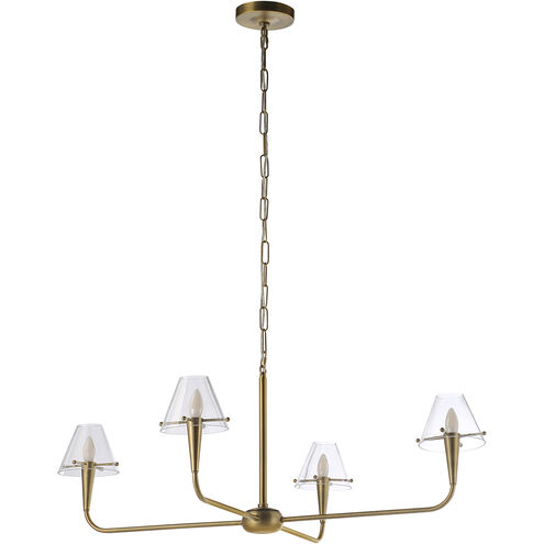 Maite 4 Light 42 inch Plated Dark Antique Brushed Brass Chandelier Ceiling Light