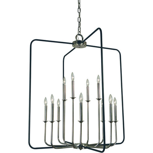 Boulevard 12 Light 34 inch Polished Nickel with Matte Black Accents Chandelier Ceiling Light