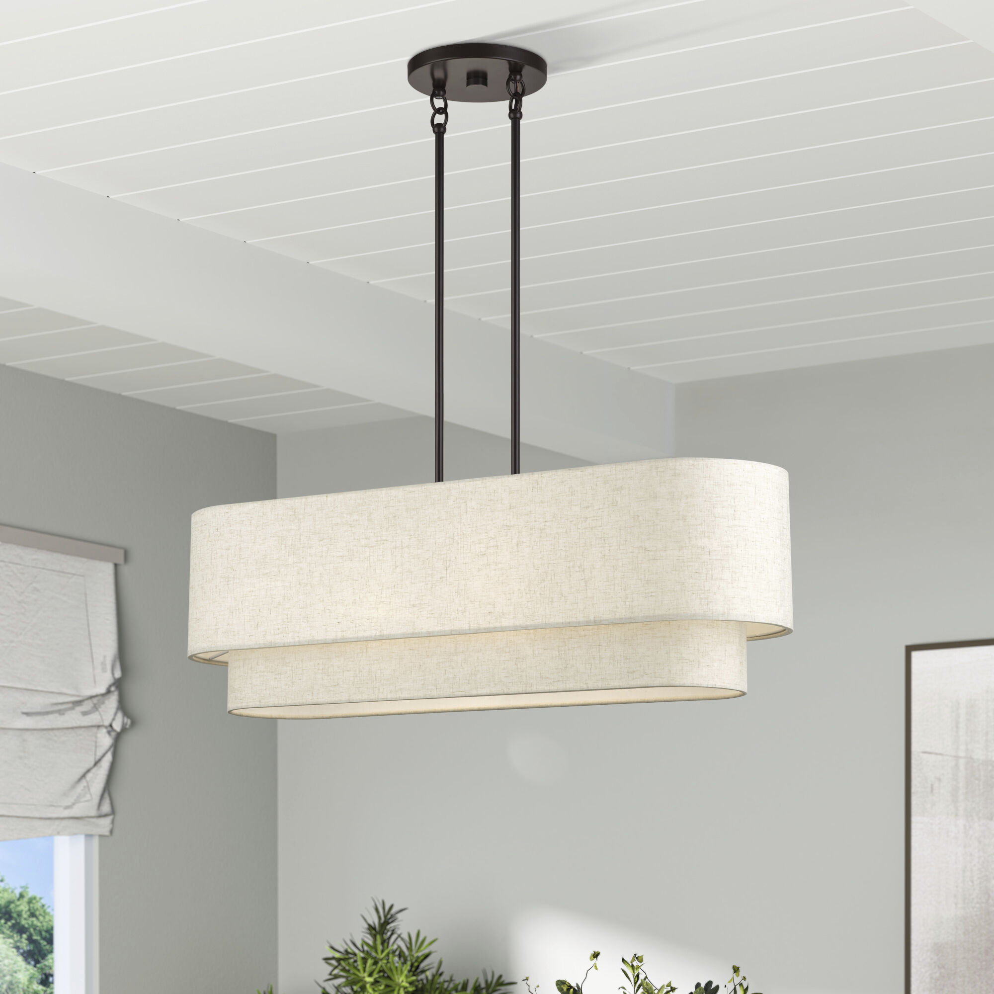 Manorwood 4 Light 36 inch English Bronze Linear Chandelier Ceiling Light, Large