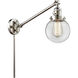 Beacon 21 inch 100 watt Polished Nickel Swing Arm Wall Light in Clear Glass, Franklin Restoration