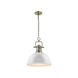 Duncan 1 Light 14 inch Aged Brass Pendant Ceiling Light in White, Large