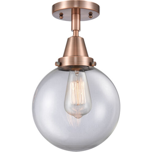 Beacon LED 8 inch Antique Copper Flush Mount Ceiling Light in Clear Glass