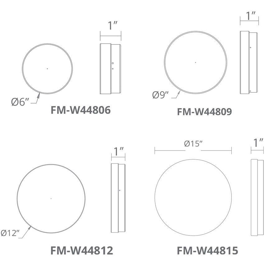 Pi LED 15 inch Stainless Steel Flush Mount Ceiling Light in 3500K, 15in.