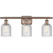 Bridal Veil 3 Light 25 inch Antique Copper Bath Vanity Light Wall Light in Clear
