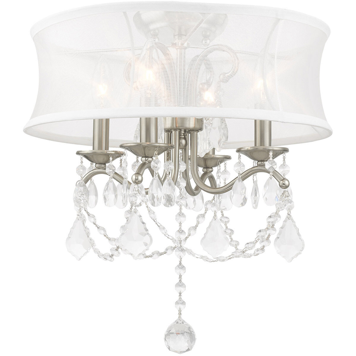 Newcastle 4 Light 16 inch Brushed Nickel Convertible Mini Chandelier/Ceiling Mount Ceiling Light