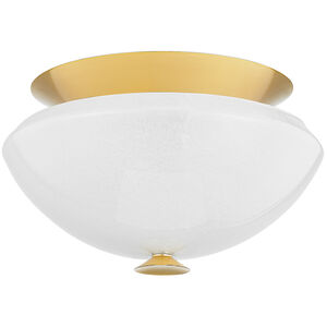 Pawtucket 2 Light 15 inch Aged Brass and Soft White Flush Mount Ceiling Light