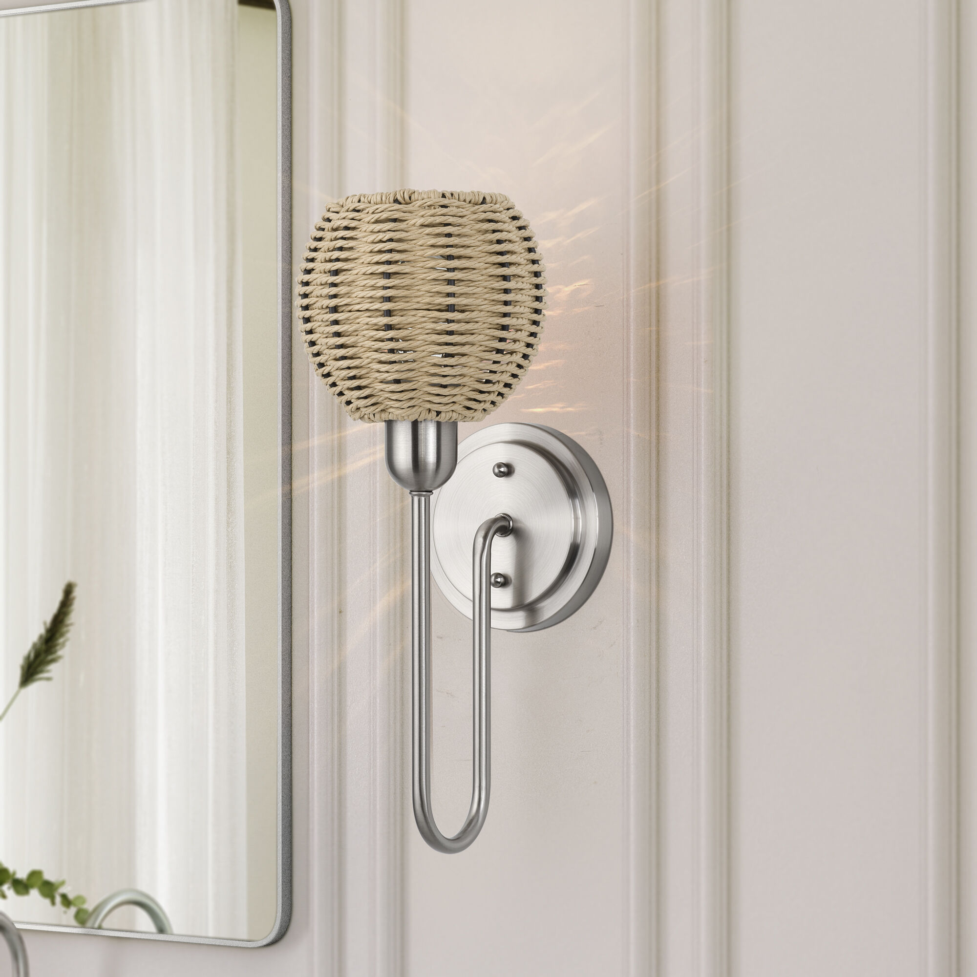 Summervine Wall Sconce Wall Light in Brushed Nickel, Single