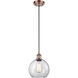 Ballston Athens 1 Light 8 inch Antique Copper Mini Pendant Ceiling Light in Clear Glass, Ballston