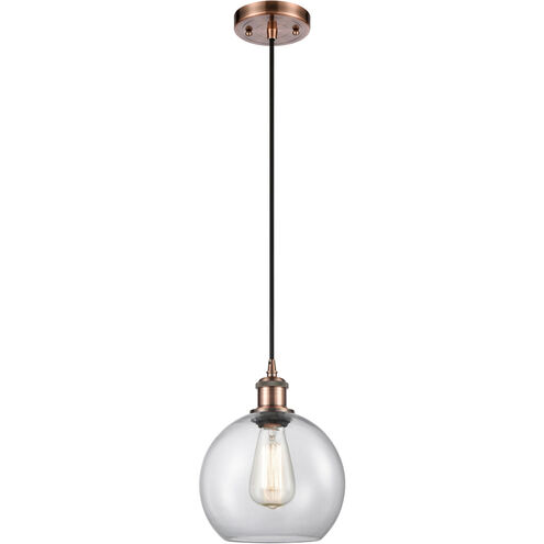 Ballston Athens 1 Light 8 inch Antique Copper Mini Pendant Ceiling Light in Clear Glass, Ballston