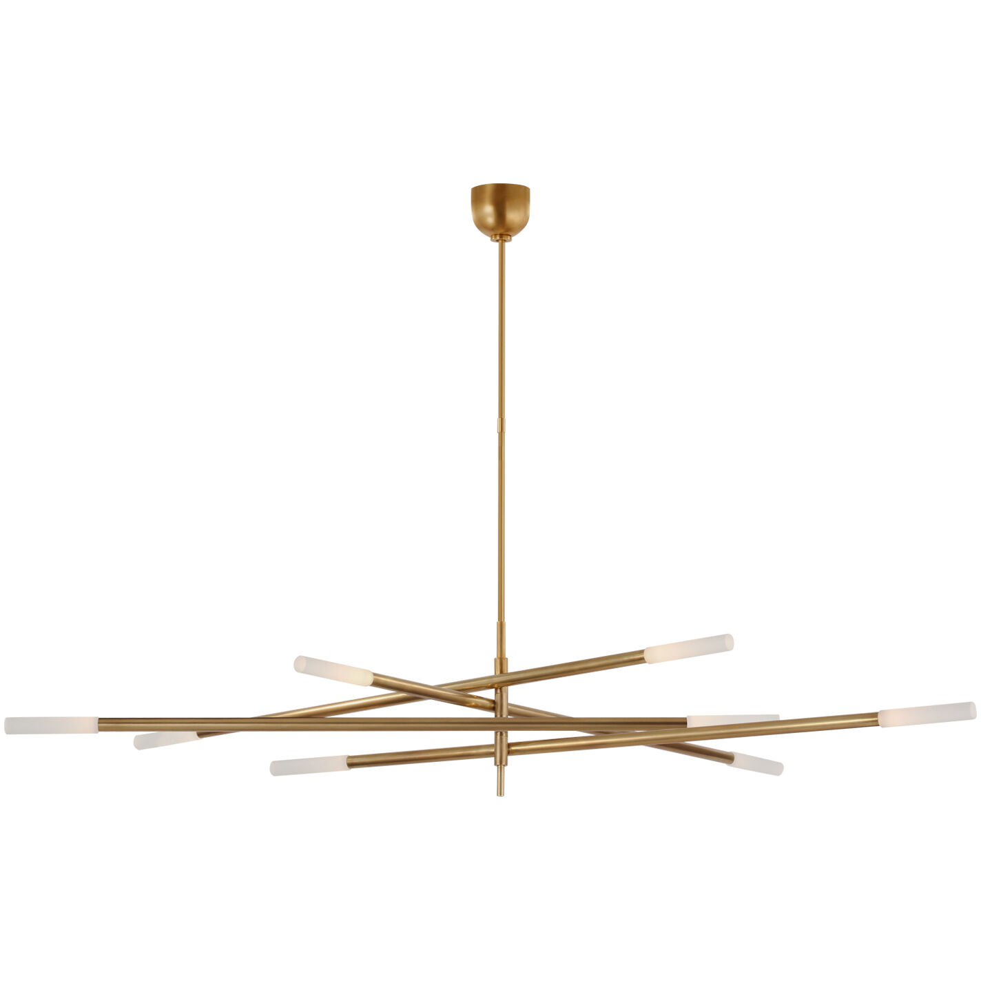 Kelly Wearstler Rousseau LED 80 inch Antique-Burnished Brass Articulating Chandelier Ceiling Light in Etched Crystal, Oversized