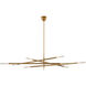 Kelly Wearstler Rousseau LED 80 inch Antique-Burnished Brass Articulating Chandelier Ceiling Light in Etched Crystal, Oversized