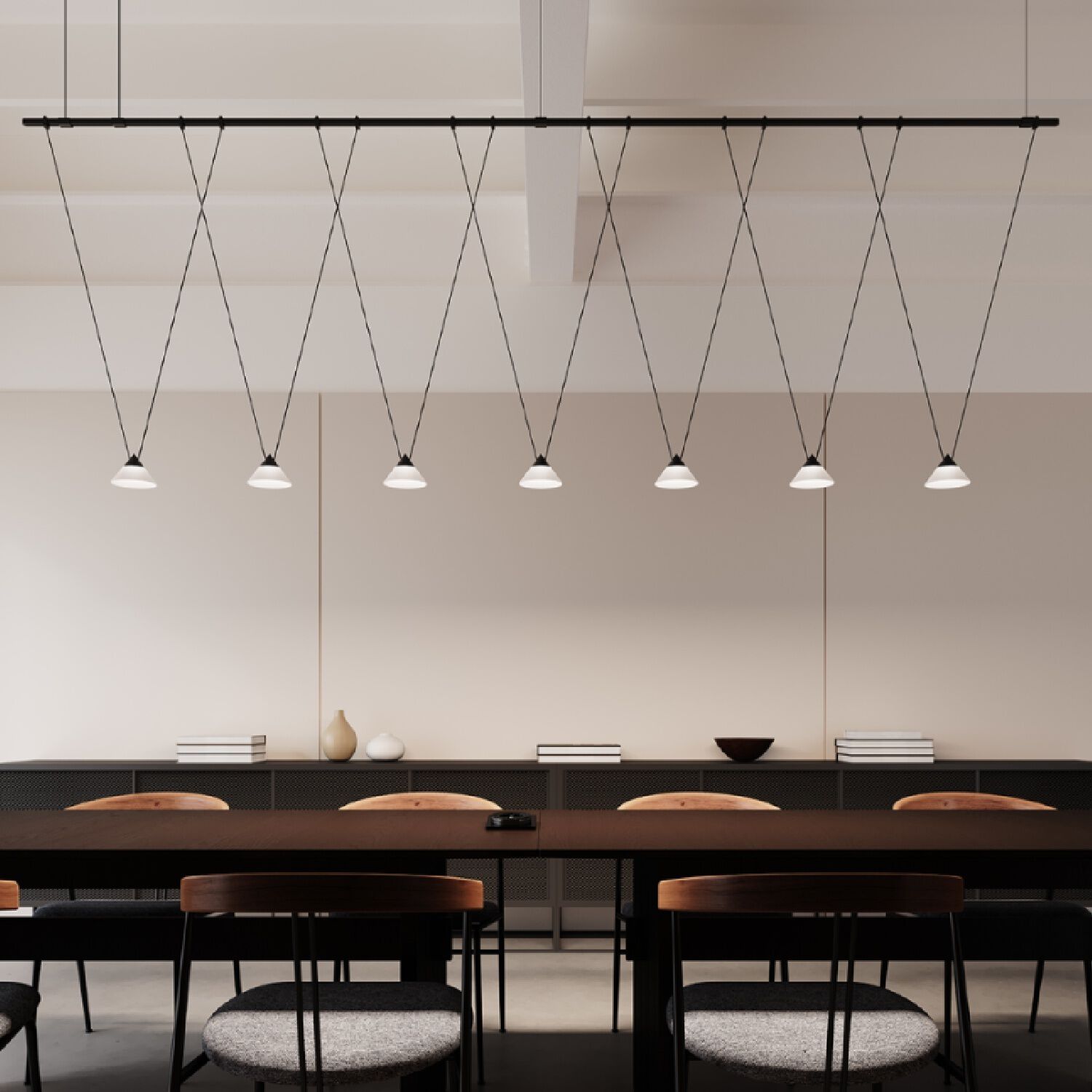 Suspenders LED 97 inch Satin Black Suspension Ceiling Light