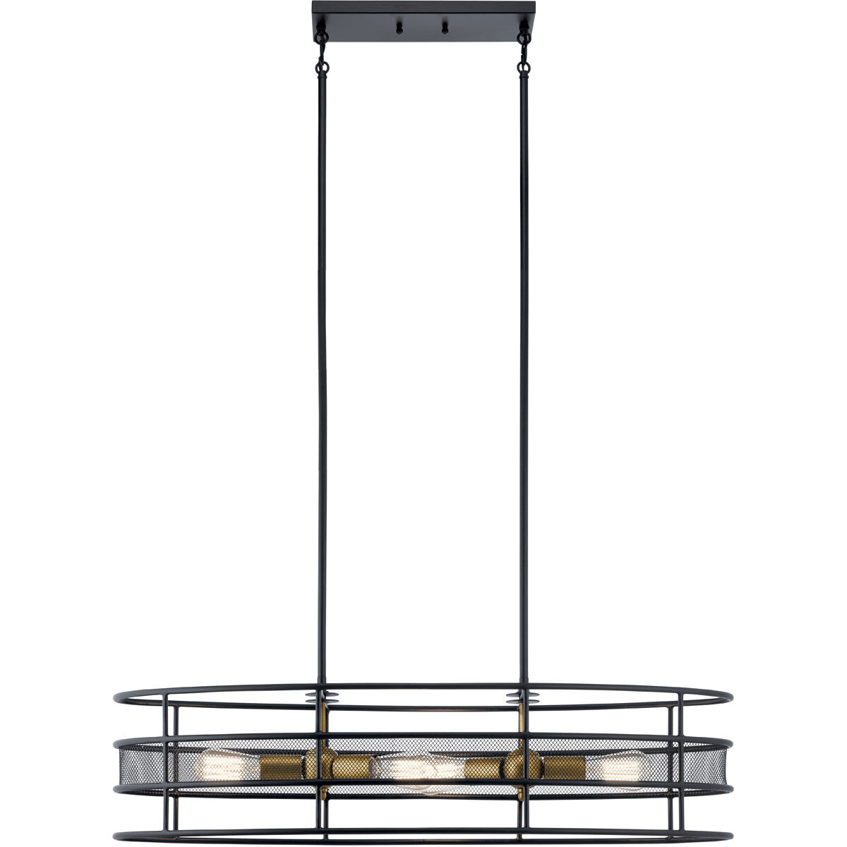 Piston 4 Light 12 inch Black Chandelier Oval Pendant Ceiling Light, Oval