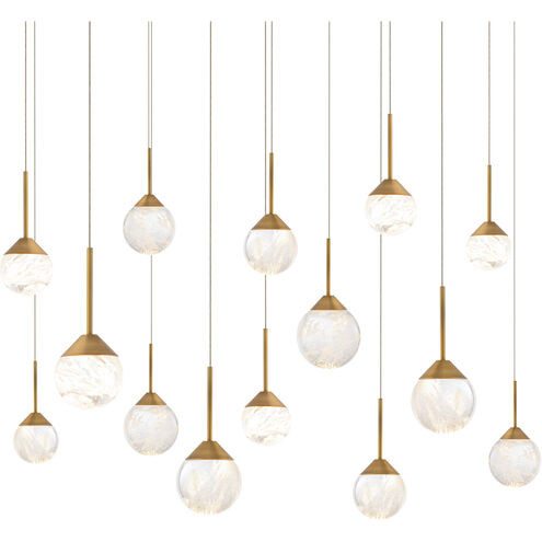 Beyond Quest LED 9.5 inch Aged Brass Multi-Light Pendant Ceiling Light, Linear Canopy