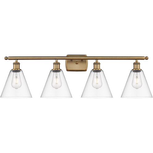 Ballston Ballston Cone 4 Light 38 inch Brushed Brass Bath Vanity Light Wall Light in Clear Glass