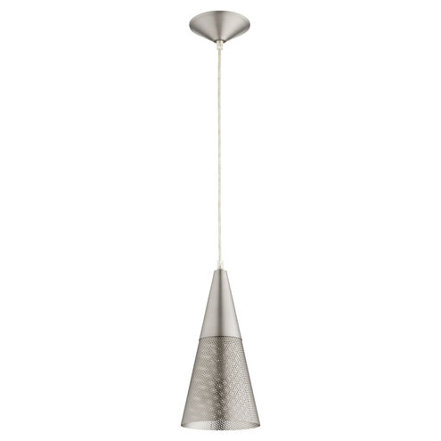 Mesh Cone 1 Light 6 inch Satin Nickel Pendant Ceiling Light