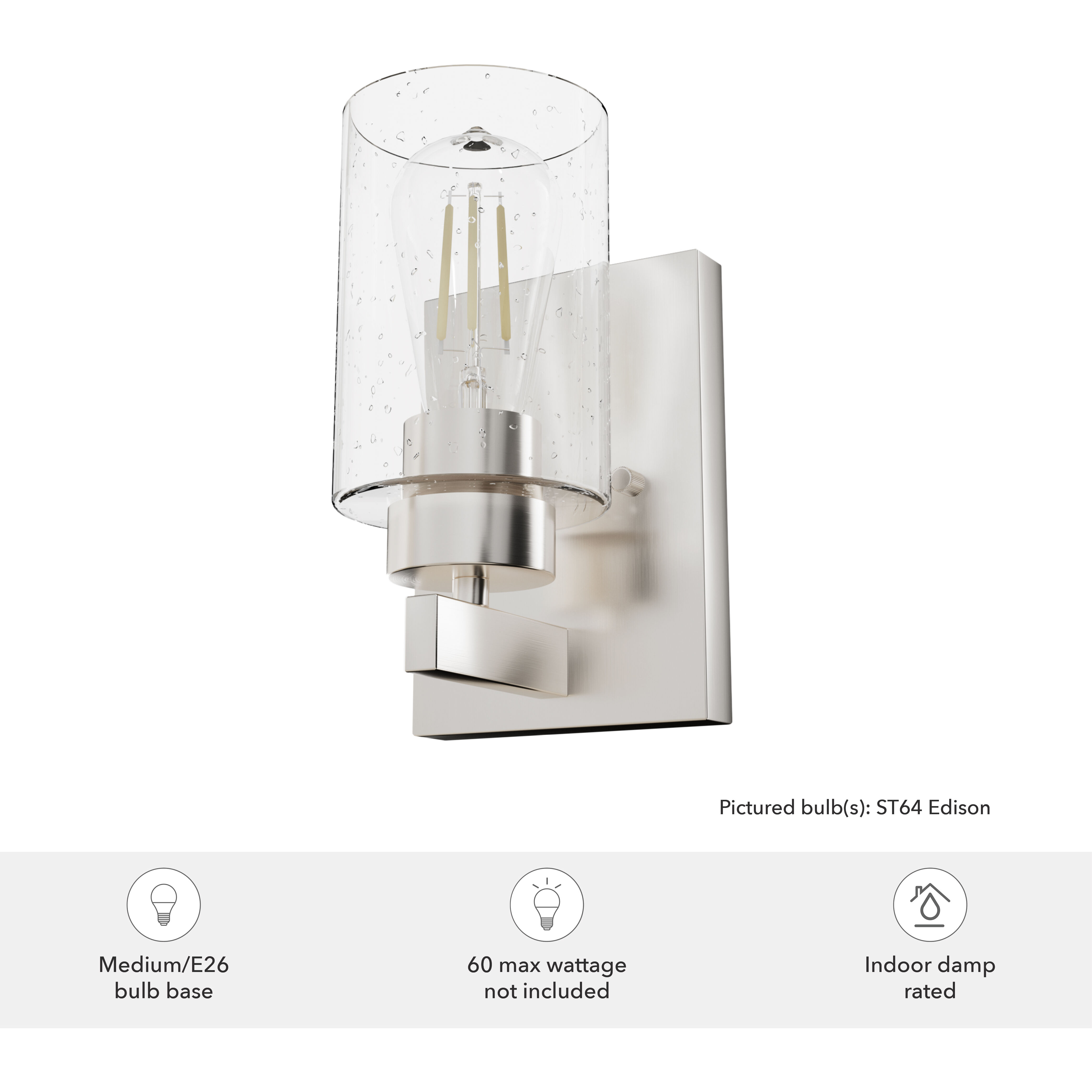 Hartland 1 Light 5 inch Brushed Nickel Wall Sconce Wall Light, Small