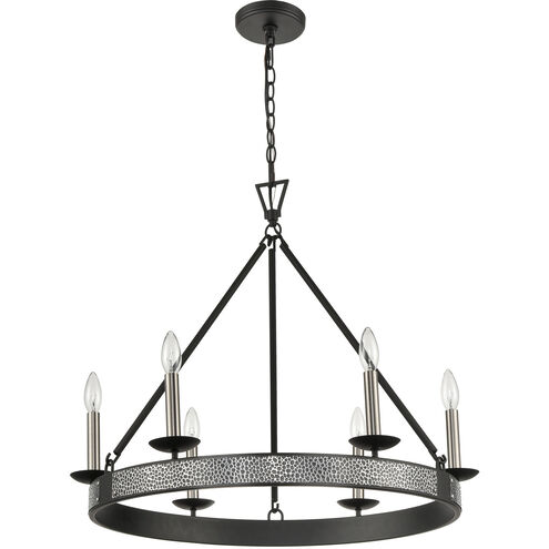 Impression 6 Light 27 inch Oil Rubbed Bronze with Hammered Nickel Chandelier Ceiling Light