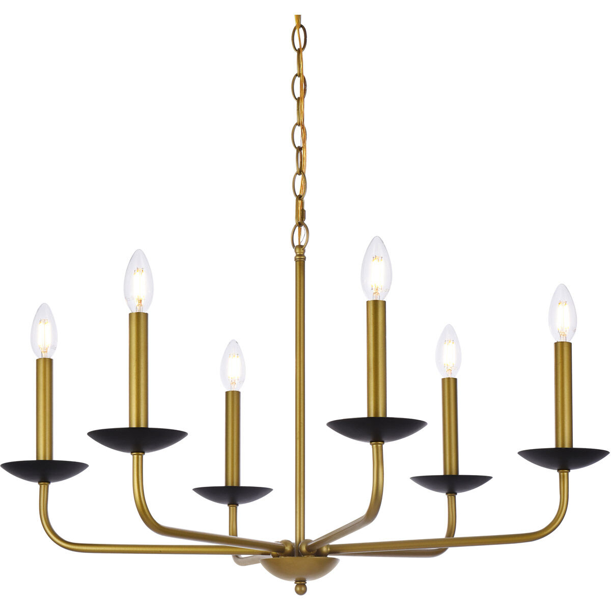Cohen 6 Light 30 inch Black and Brass Pendant Ceiling Light