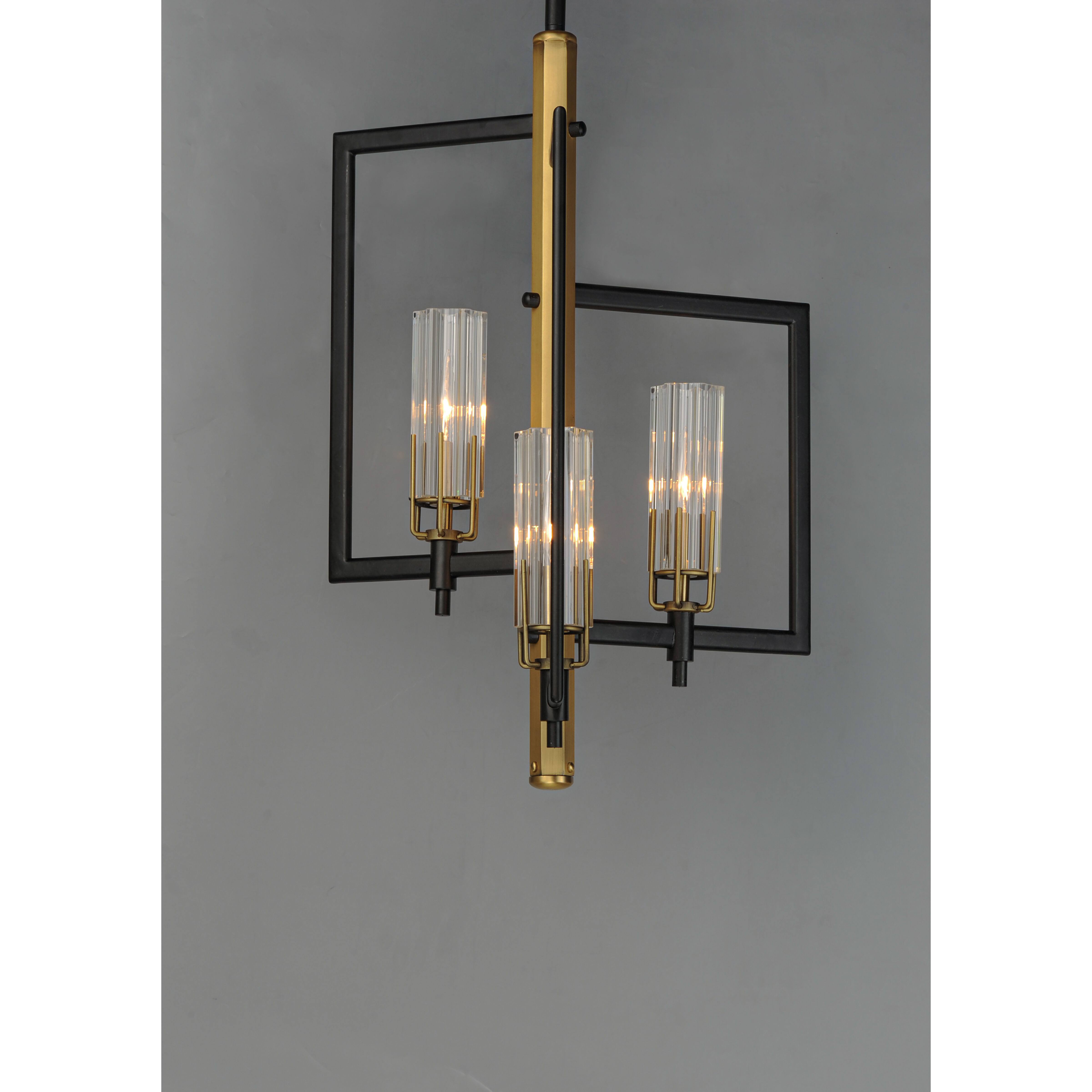 Flambeau 3 Light 13 inch Black/Antique Brass Single Pendant Ceiling Light
