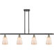 Ballston Ellery 4 Light 48 inch Black Antique Brass Island Light Ceiling Light in White Glass, Ballston