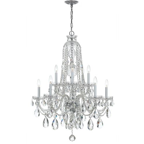 Traditional Crystal 10 Light 32 inch Polished Chrome Chandelier Ceiling Light in Clear Swarovski Strass