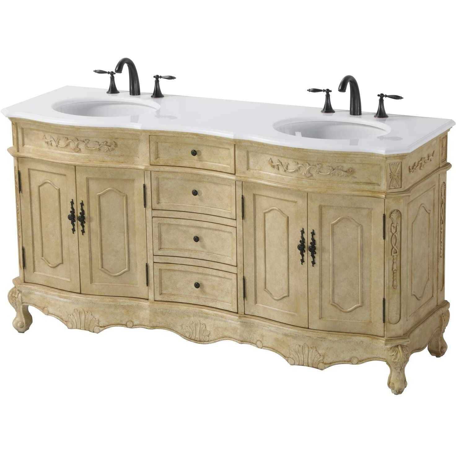 Danville 66 X 36 inch Antique Beige Bathroom Vanity Cabinet