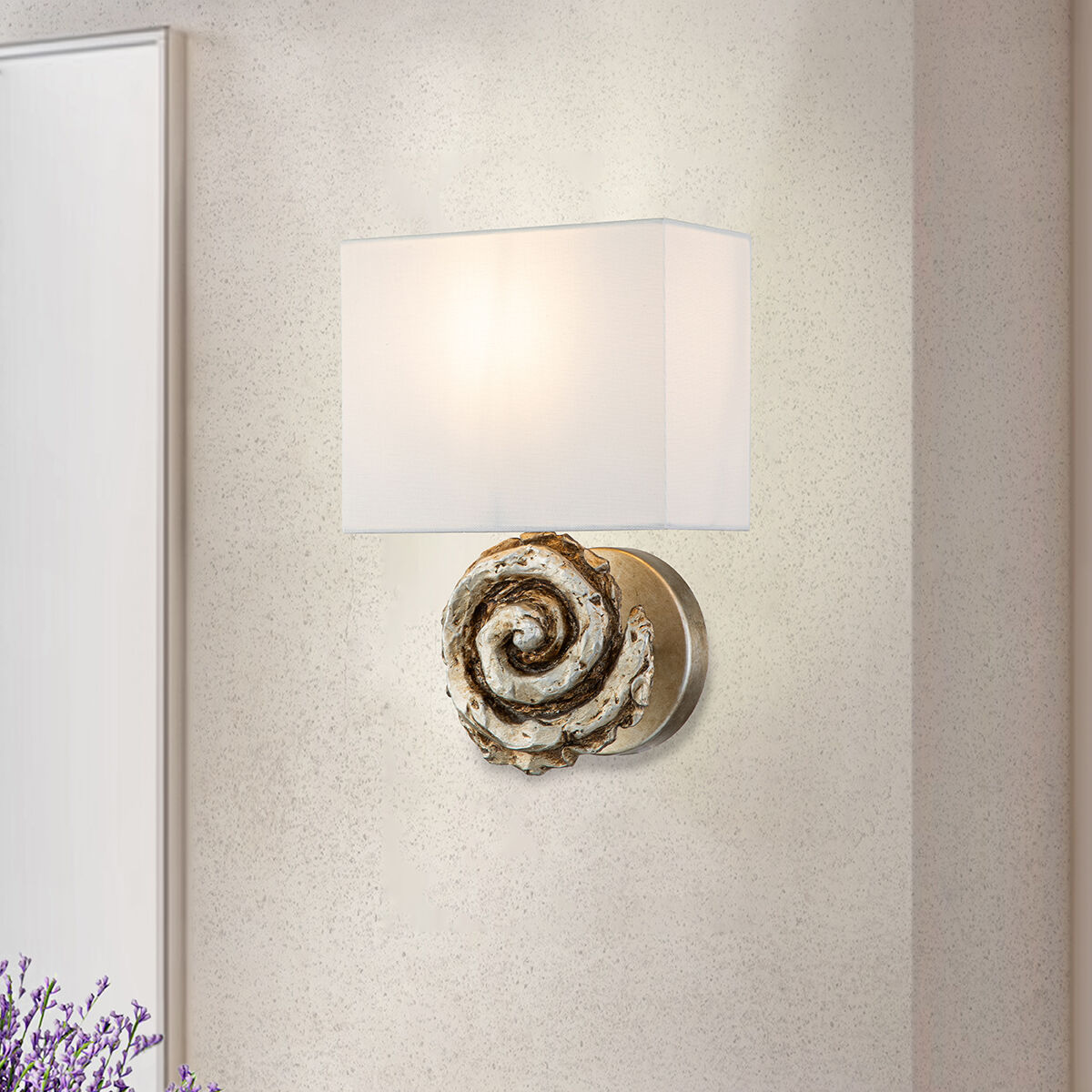 Swirl 1 Light 9 inch Silver Leaf ADA Sconce Wall Light, Large