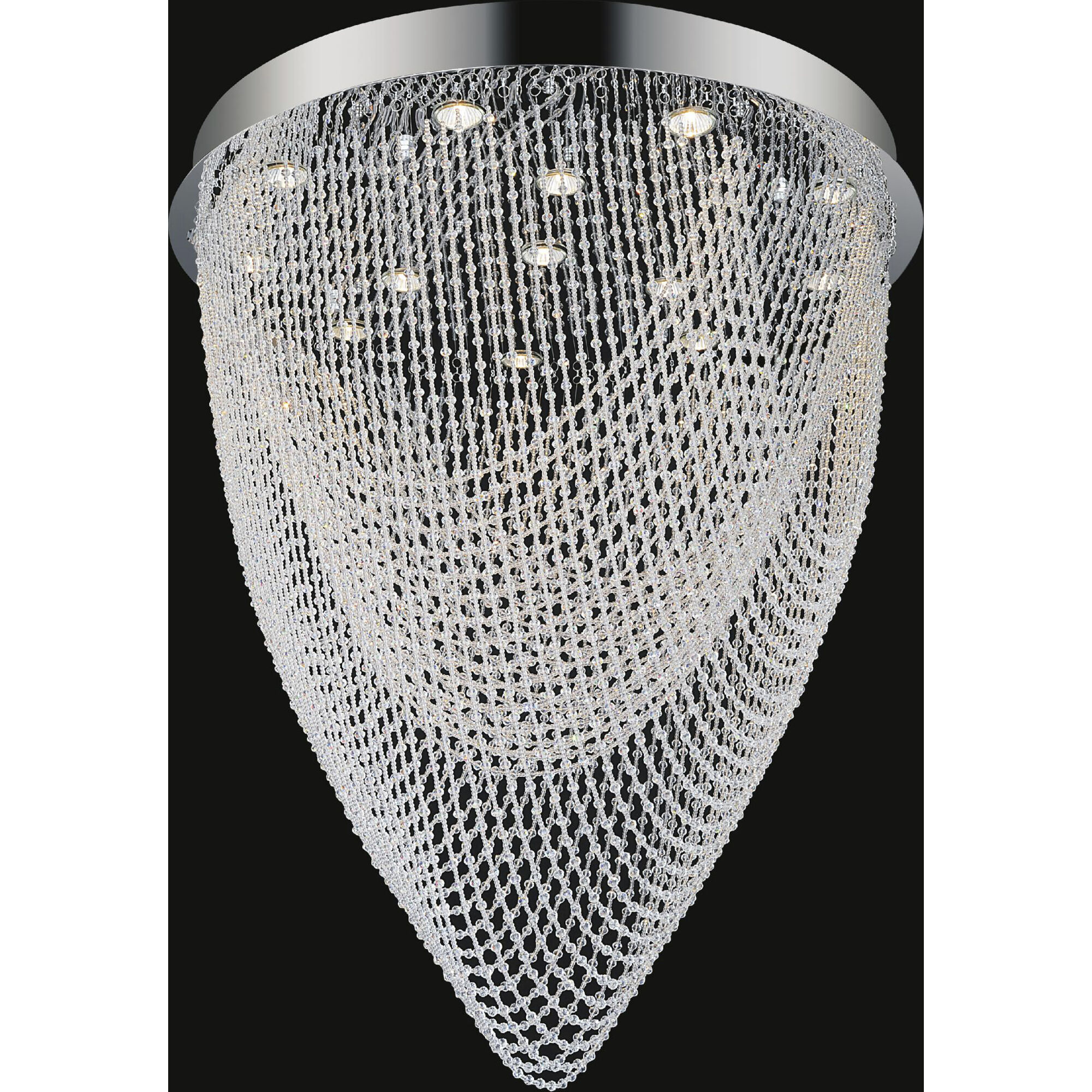 Wave 13 Light 32 inch Chrome Flush Mount Ceiling Light