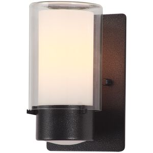 Essex Outdoor 1 Light 7.5 inch Hammered Black Outdoor Sconce in Half Opal Glass