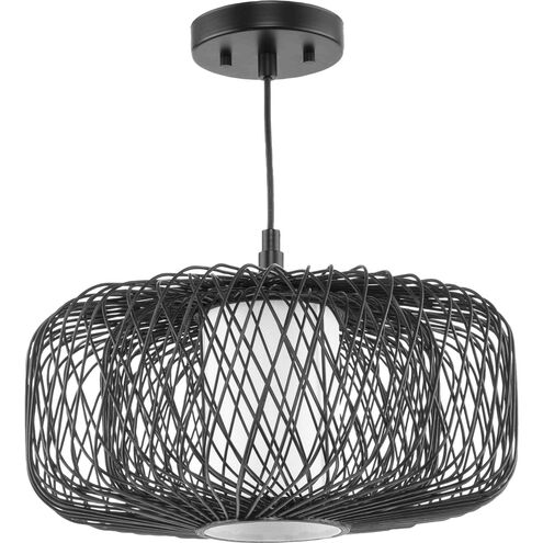 Cordova 1 Light 16 inch Black Rattan Pendant Ceiling Light, Design Series