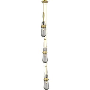 Milan Multi Pendant Ceiling Light in Brushed Brass, Light Smoke Glass