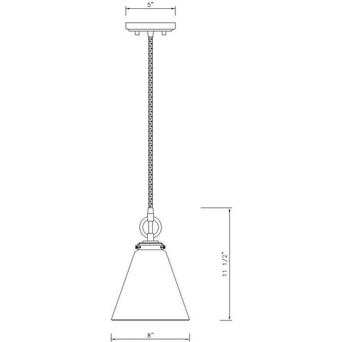 Harper 1 Light 8 inch Rubbed Brass Pendant Ceiling Light