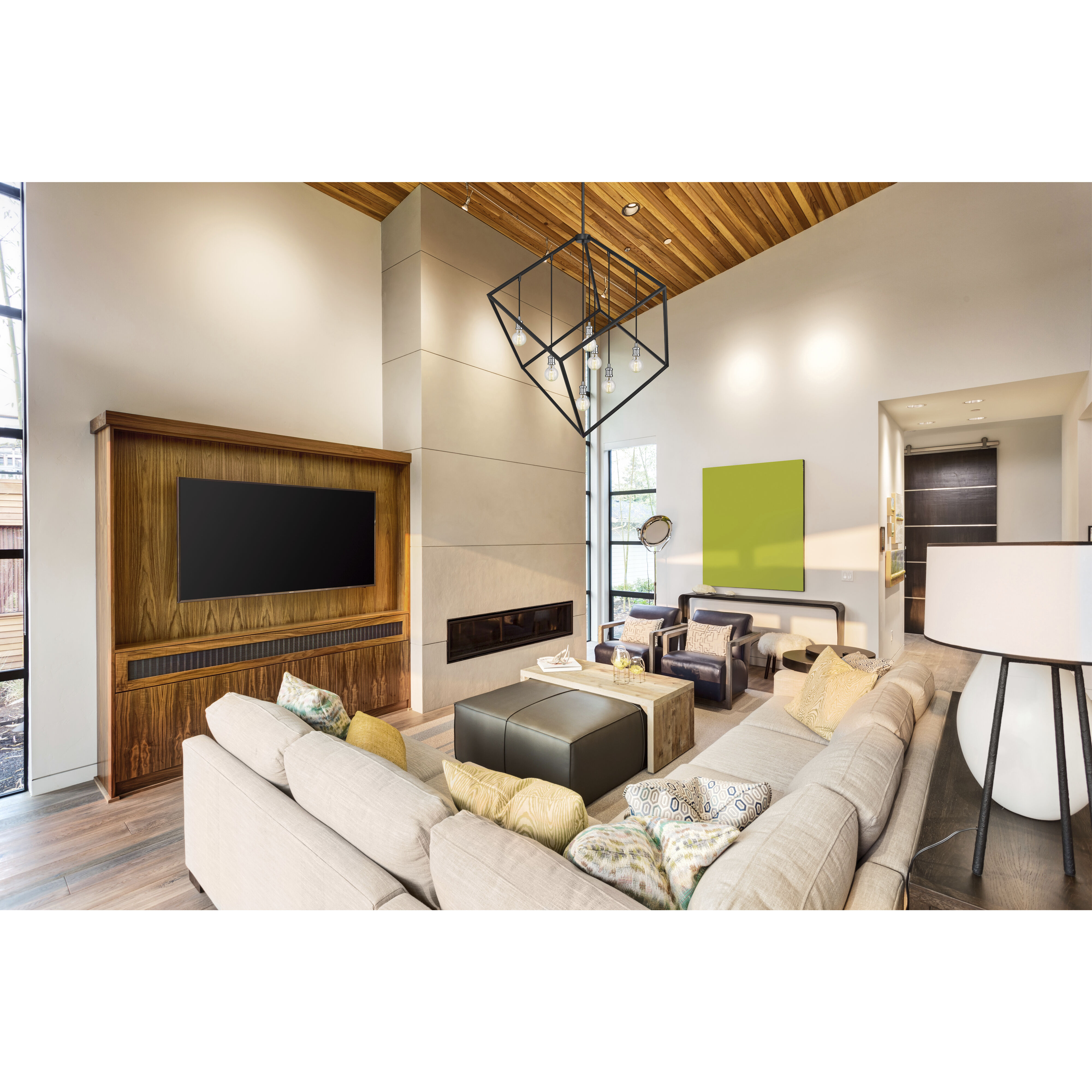 Vertical 7 Light 44 inch Matte Black and Brushed Nickel Chandelier Ceiling Light