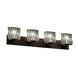 Wire Glass 4 Light 35.25 inch Dark Bronze Bath Bar Wall Light in Swirl with Clear Bubbles, Oval, Incandescent